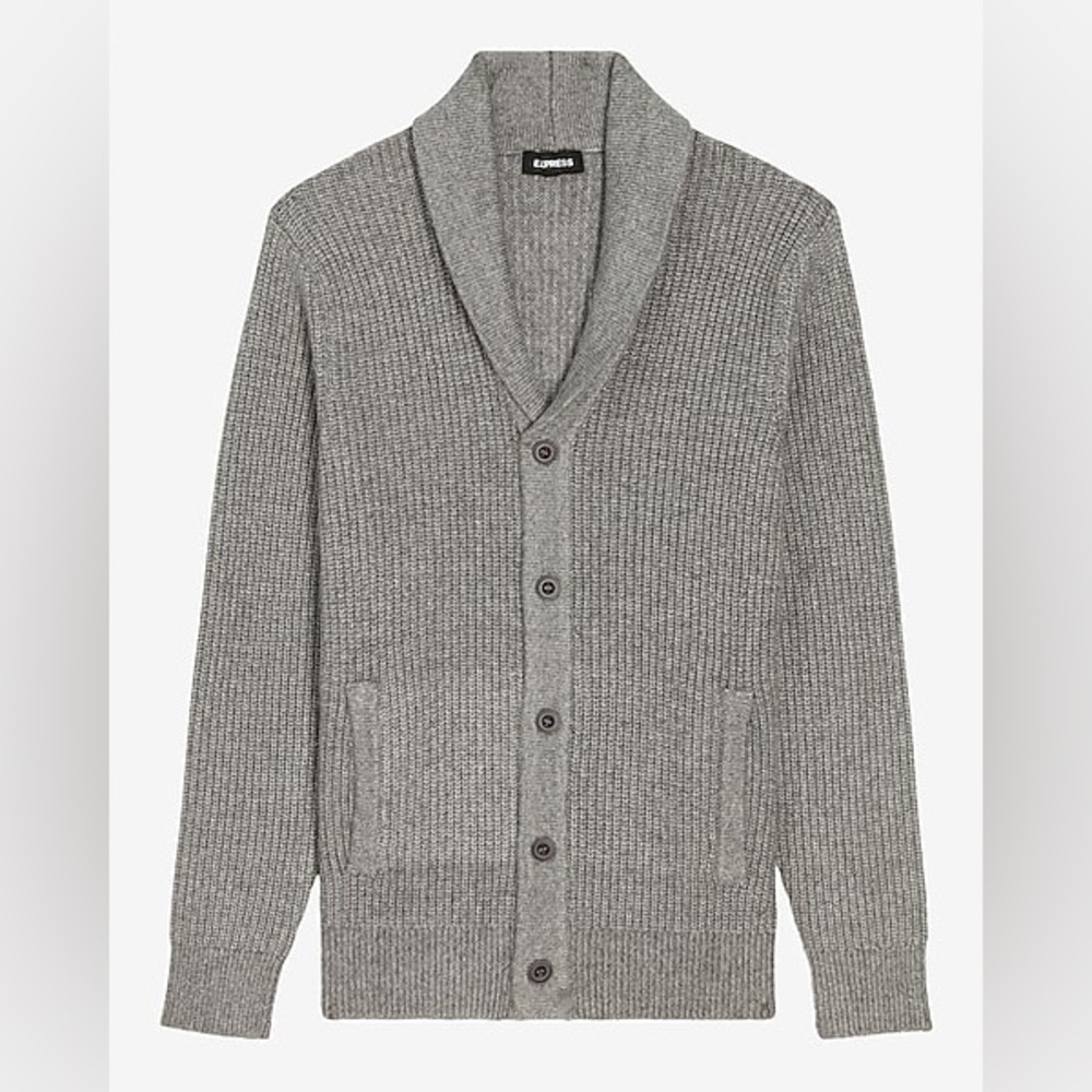 Men’s knit shawl collar button up cardigan